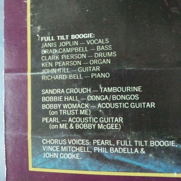 JANIS JOPLIN / FULL TILT BOOGIE BAND - PEARL Vinyl Record LP Catalog # KC 30322 - Picture 4 of 8